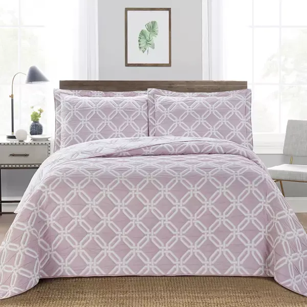 Nova Home "Diagonal" Jacquard Bed Spread Set - Lilac product thumbnail 3