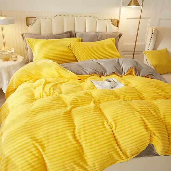 Nova Home Campo Cordroy Flannel Winter Duvet Cover Set - Yellow (Available in Sizes) product thumbnail 8