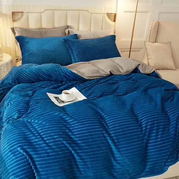 Nova Home Campo Cordroy Flannel Winter Duvet Cover Set - Navy (Available in Sizes) product thumbnail 8