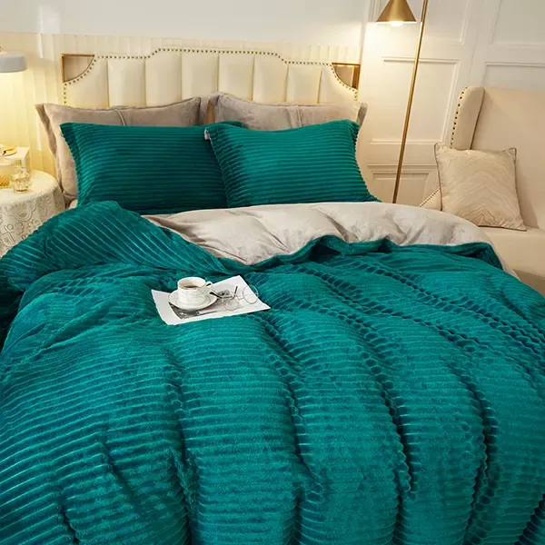 Nova Home Campo Cordroy Flannel Winter Duvet Cover Set - Green (Available in Sizes) product thumbnail 8