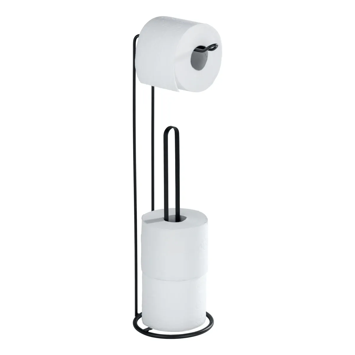Wenko Lugano Free-Standing Toilet Paper Holder with Spare Roll Storage - Black product thumbnail 3