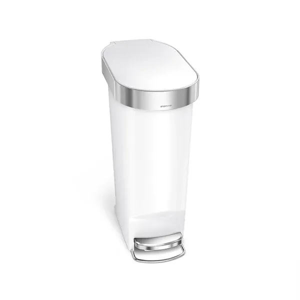 Simplehuman Slim Plastic Pedal Trash Bin With Liner Rim Code N - 40 Liter - White product thumbnail 3