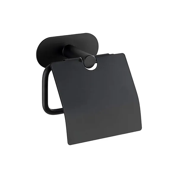 Wenko Orea Turbo-Loc Toilet Paper Holder with Cover - Stainless Steel - Black Matt (No Drilling) product thumbnail 3