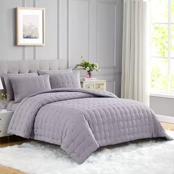 Nova Home "Natori" Embroidered Comforter Set - Purple (Available In Sizes) product thumbnail 13