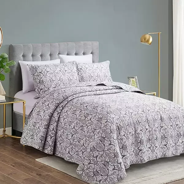 Nova Home "Darma" Summer Bedspread Set With a Fitted Sheet - Grey (Available in Sizes) product thumbnail 12