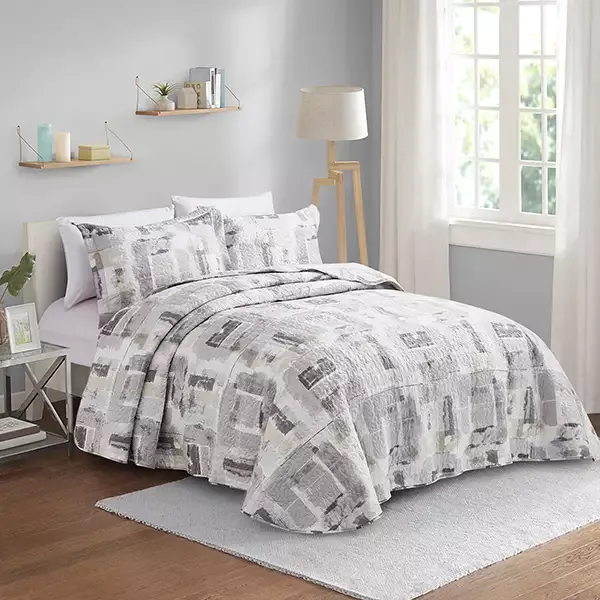 Nova Home "Hash" Summer Bedspread Set With a Fitted Sheet - Grey (Available in Sizes) product thumbnail 12