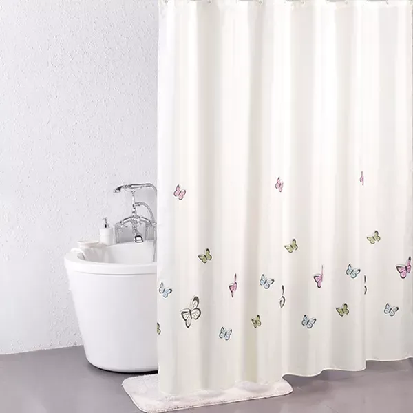 Weva "Butterfly" Waterproof Shower Curtain - Beige (Available in Sizes) product thumbnail 2