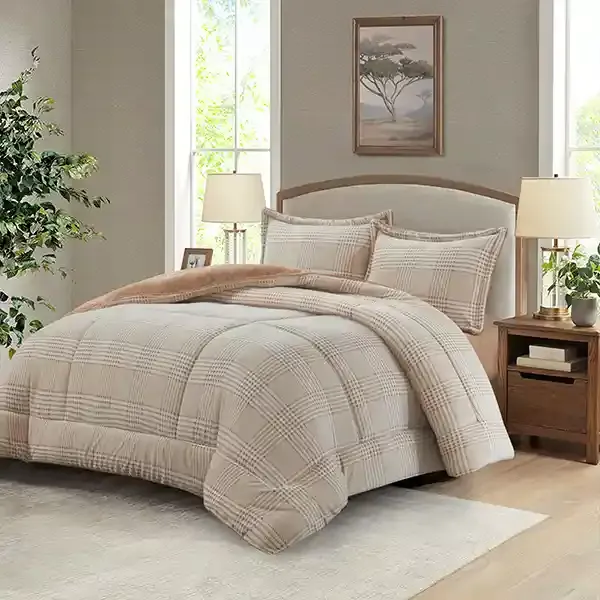 Nova Home Sketch Winter Printed Flannel Comforter Set - Beige (Available in Sizes) product thumbnail 9