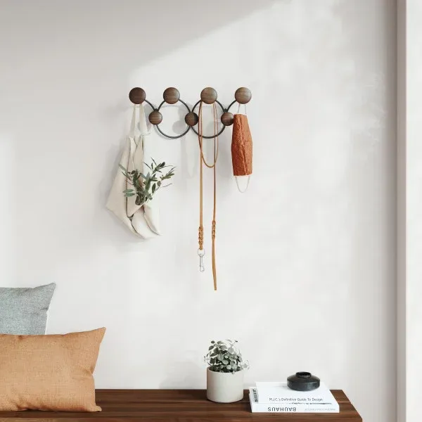 Umbra "Dotsy" 7 Wall Hook - Wood - Black & Walnut product thumbnail 3