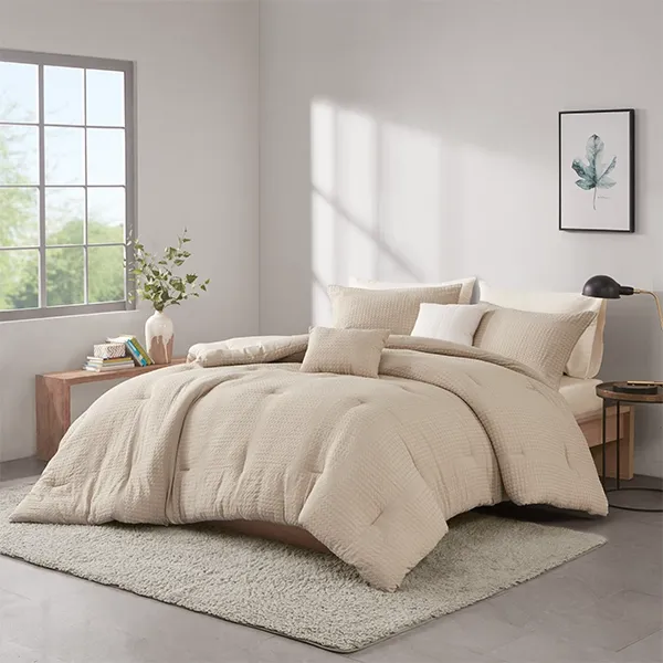Nova Home Nari Waffle Jaquard Microfiber Comforter Set - Beige product thumbnail 13