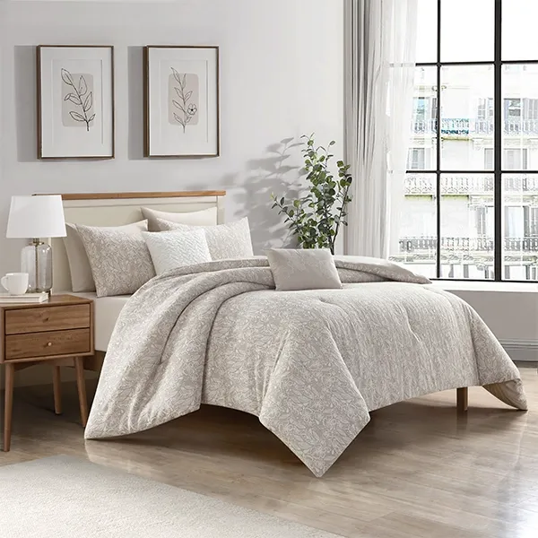 Nova Home Fraidy Cotton Jacquard Comforter Set - 100% Cotton - King - 8Pcs - Taupe product thumbnail 3