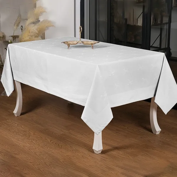 Nova Home Rana Table Cloth - Poly Cotton - White (Available In Sizes) product thumbnail 2