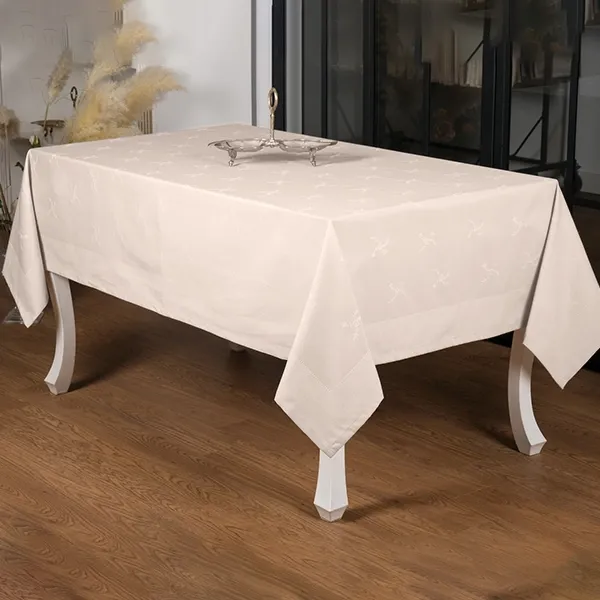 Nova Home Rana Table Cloth - Poly Cotton - Beige (Available In Sizes) product thumbnail 3