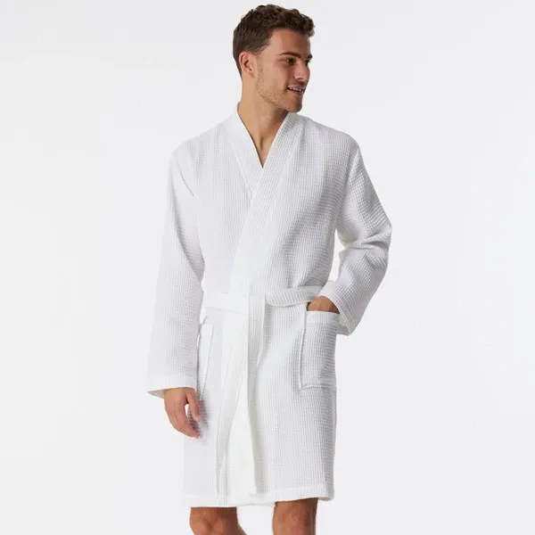 Nova Home Waffle Kimono Styled Bath Robe - 100% Cotton - Cream (Available in sizes) product thumbnail 6