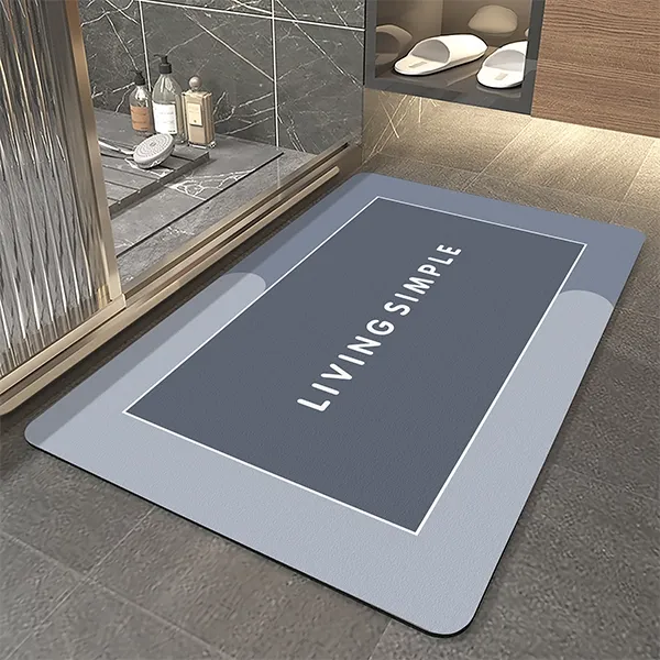 Nova Home Living Simple Super Absorbent Leather Bath & Kitchen Mat W & Rubber Backing - 50x80 cm - Grey product thumbnail 3