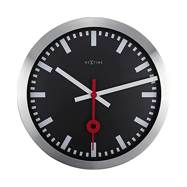 Nextime Station Stripe Aluminum Wall & Table Clock - 35 Cm - Black product thumbnail 3