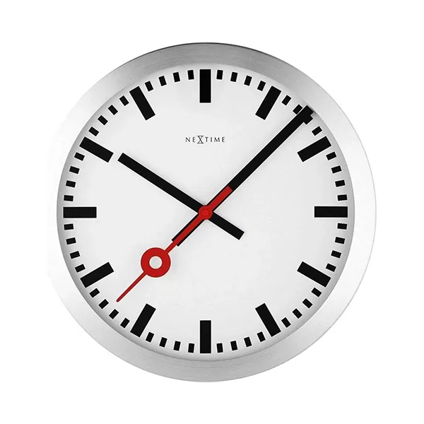 Nextime Station Stripe Aluminum Wall & Table Clock - 19 Cm - White product thumbnail 3
