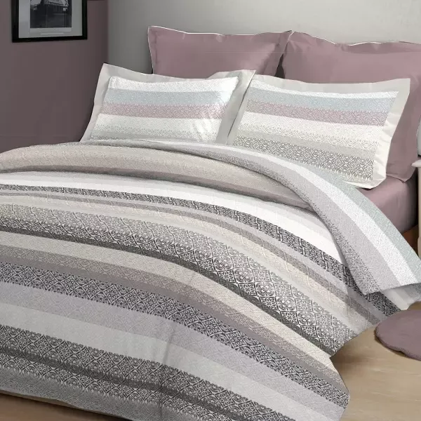 Nova Home Pinstripes Printed Cotton Flannel Duvet Cover Set - Rose (Available in Sizes) product thumbnail 3