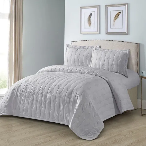 Nova Home Geotess Pre Washed Soft Bed Spread Set - Grey (Available In Sizes) product thumbnail 3
