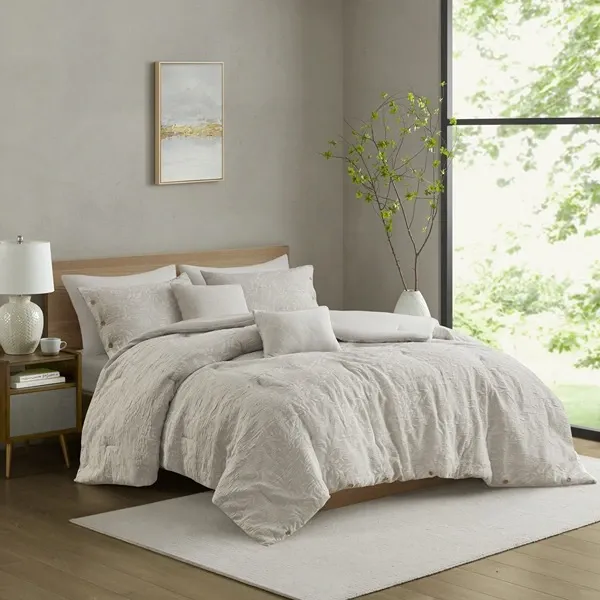 Nova Home Juniper Jaquard Comforter Set - 8 Pcs - King & Super King - Grey product thumbnail 3