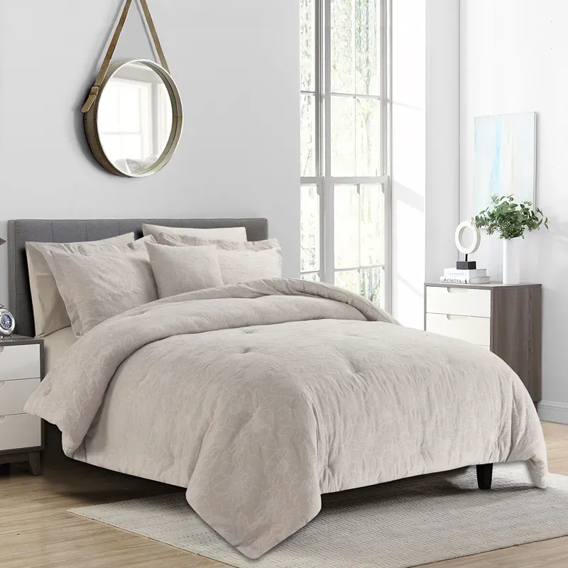 Nova Home Matelasse Floral Cotton Jacquard Comforter Set - King & Super King - 7 Pcs - Taupe product thumbnail 3