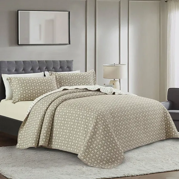 Nova Home Rosetex Poly Cotton Jaquard Reversible Bed Spread Set - Brown (Available In Sizes) product thumbnail 6