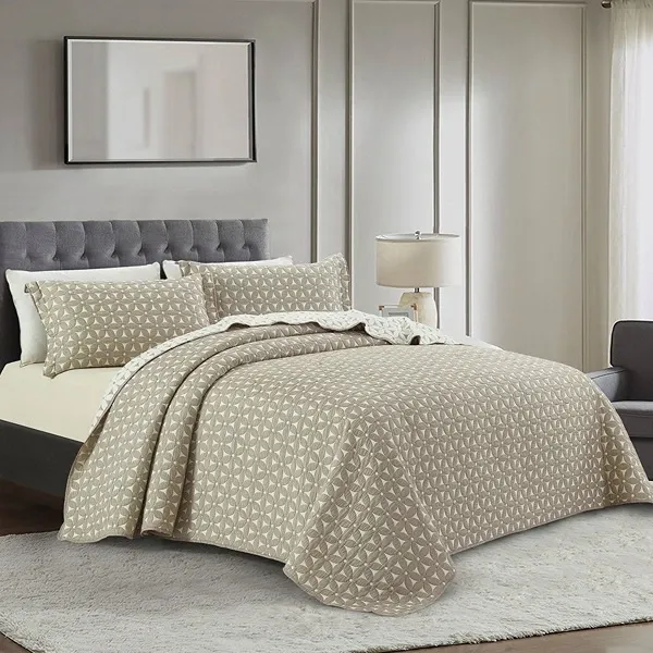 Nova Home Rosetex Poly Cotton Jaquard Reversible Bed Spread Set - Brown (Available In Sizes) product thumbnail 11