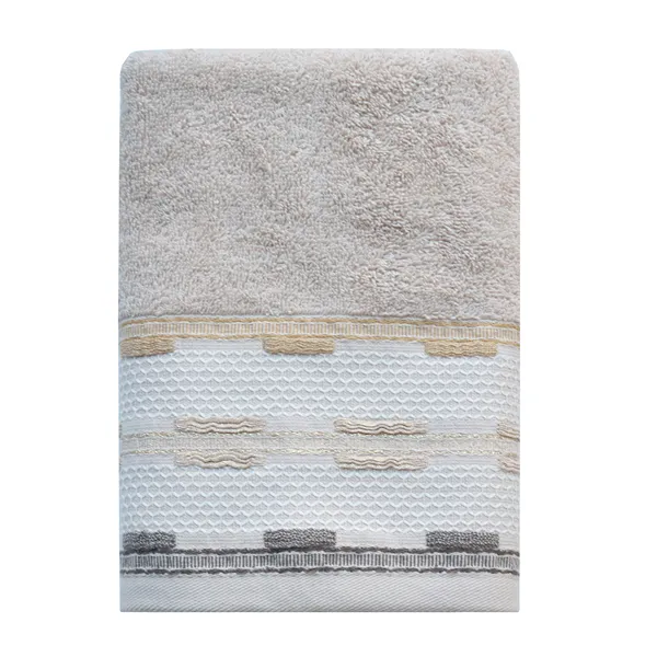 Nova Home Luster Jacquard Embroidered Towel with Silver Details - 100% Cotton - Beige (Available In Sizes) product thumbnail 5