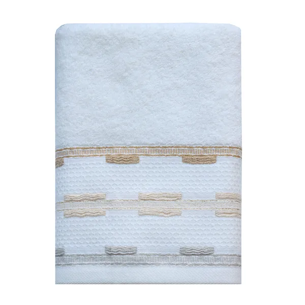 Nova Home Luster Jacquard Embroidered Towel with Silver Details - 100% Cotton - Cream (Available In Sizes) product thumbnail 5