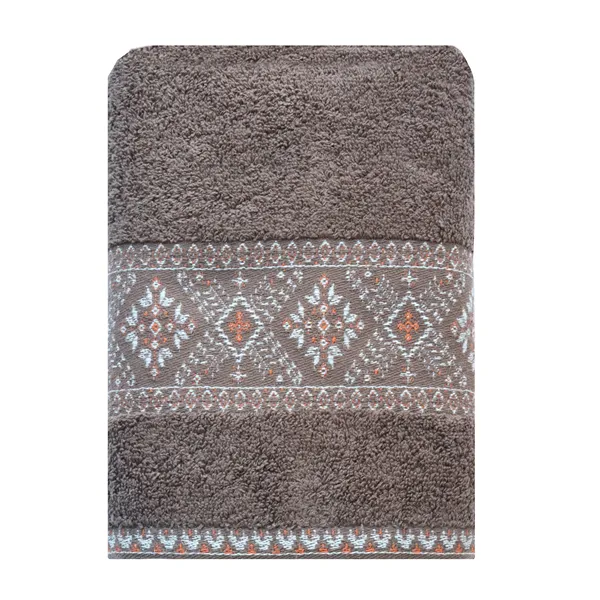 Nova Home Auric Jacquard Embroidered Towel - 100% Cotton - Brown (Available In Sizes) product thumbnail 4