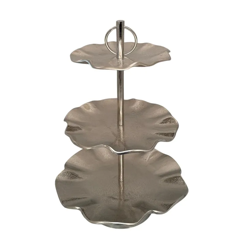 Weva Round Nickel 3 Tier Rough Cake Stand "Sleek Lux" product thumbnail 3