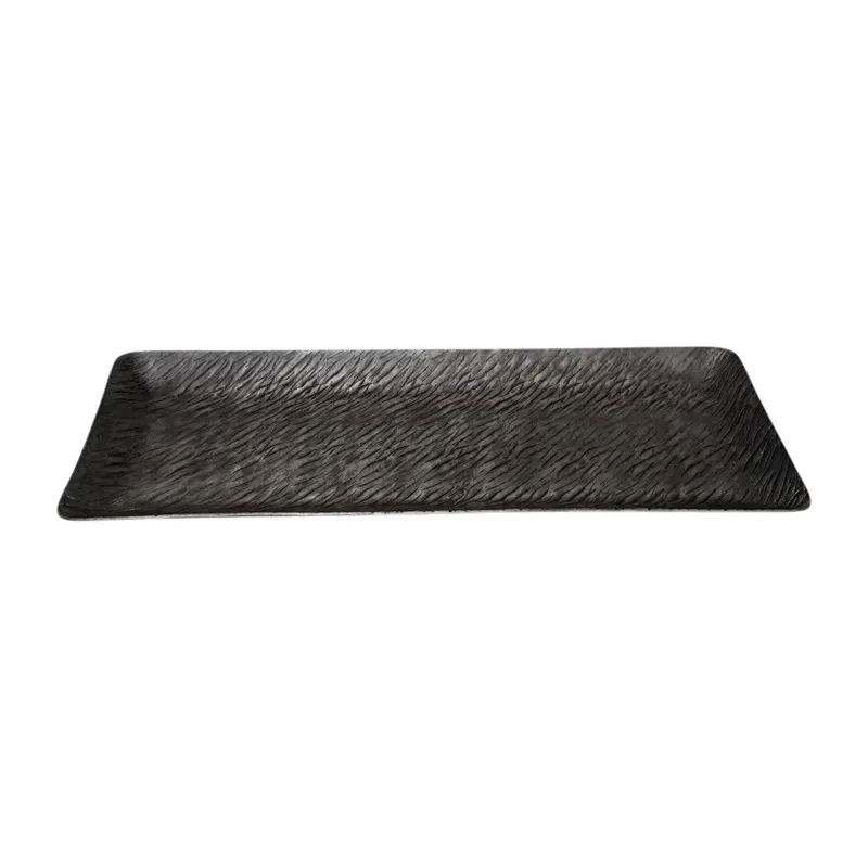 Weva Medium Grey Rect Plate Ribbed Hammered Washed Tray "Trend Zenith" product thumbnail 3
