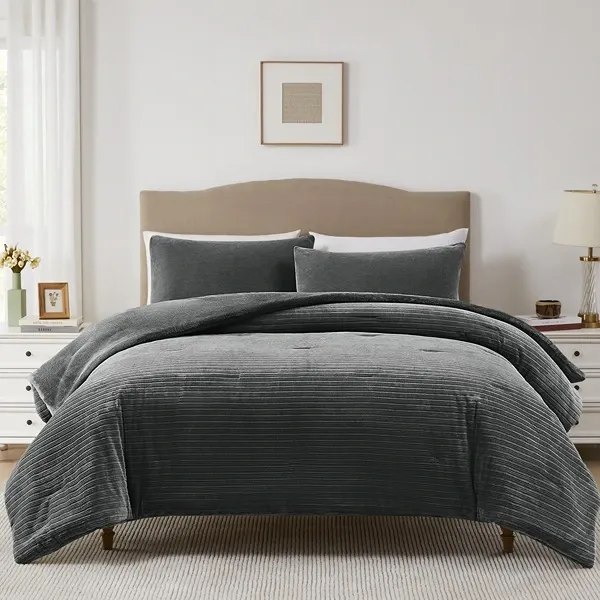 Nova Home Cozy Warm Velvet Blush Flannel Comforter - Grey (Available in Sizes) product thumbnail 3