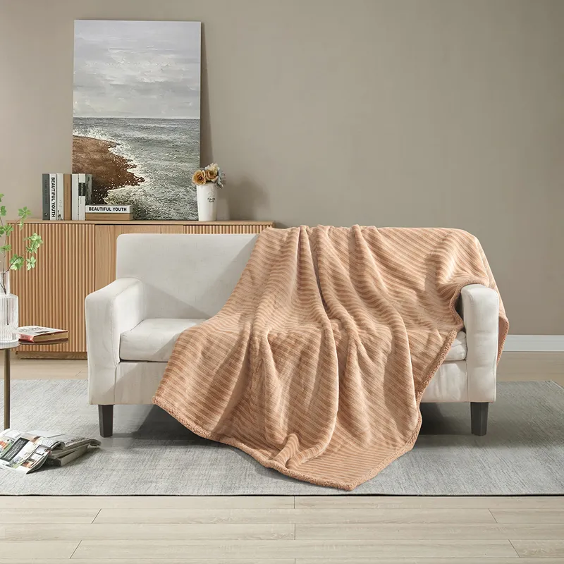 Nova Home Syros Winter Soft Jaquard Blanket - Beige (Available In Sizes) product thumbnail 2