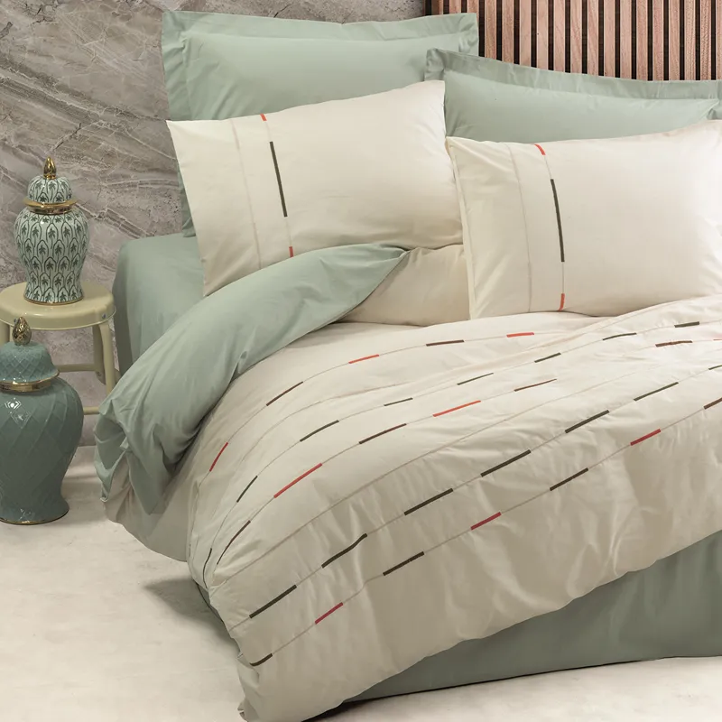 Nova Home Ivory Printed Duvet Cover Set - 100% Cotton - King & Super King - 4 Pcs - Mint product thumbnail 3
