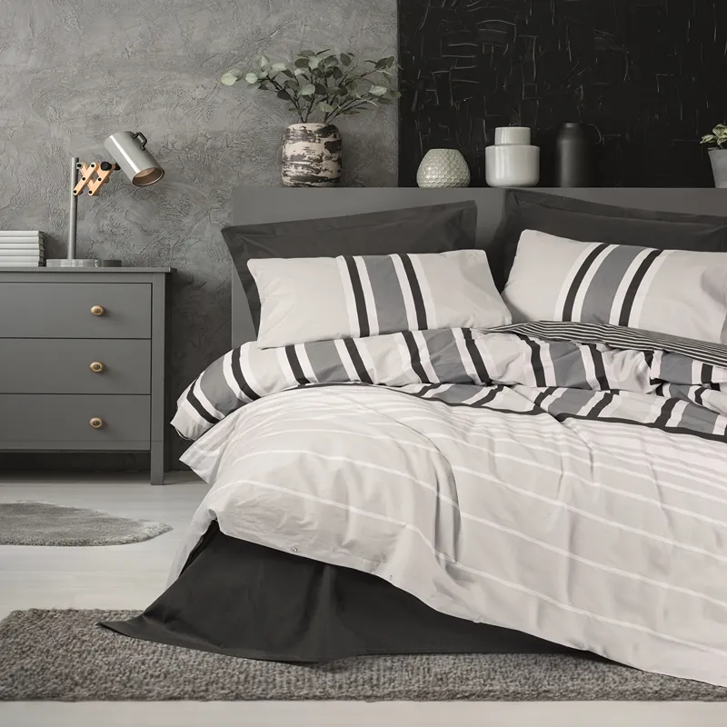 Nova Home Nobby Printed Duvet Cover Set - 100% Cotton - Anthracite (Available In Sizes) product thumbnail 3