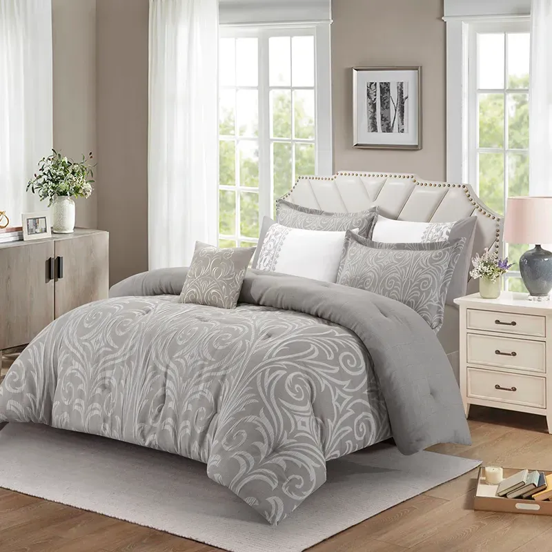 Nova Home Clark Jacquard Comforter Set - King & Super King - 7 Pcs - Grey product thumbnail 9