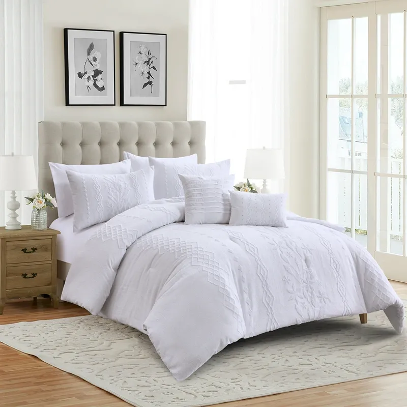 Nova Home Amalthea Tufted Jacquard Comforter Set - White (Available in Sizes) product thumbnail 12
