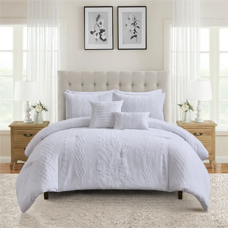 Nova Home Amalthea Tufted Jacquard Comforter Set - White (Available in Sizes) product thumbnail 11