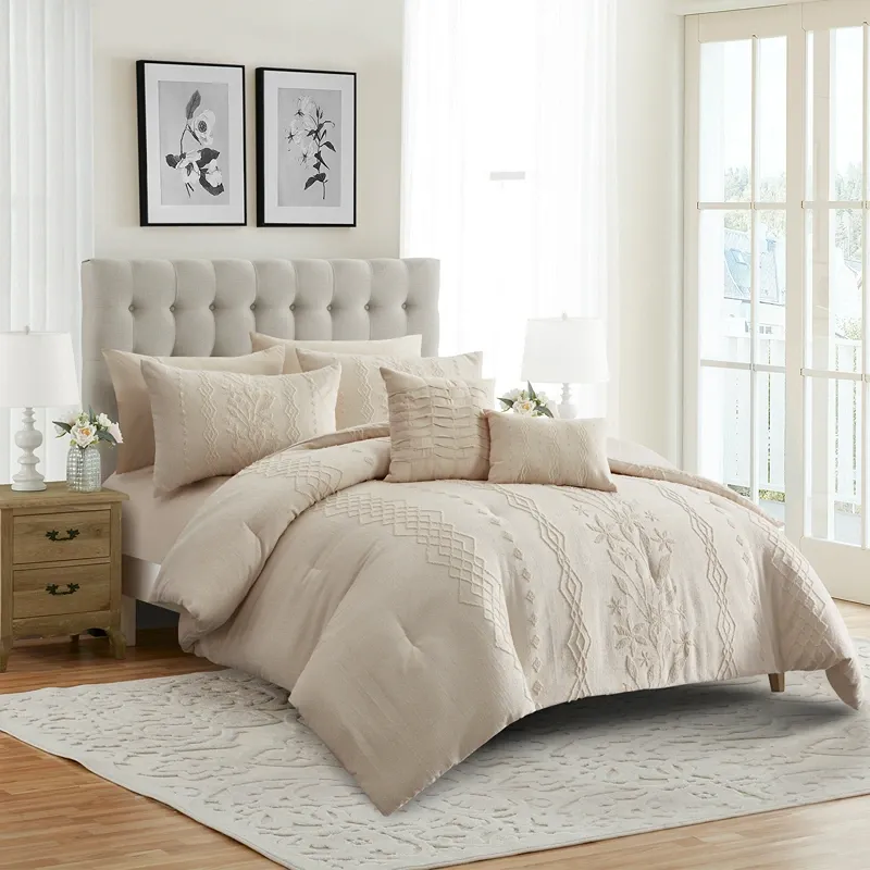 Nova Home Amalthea Tufted Jacquard Comforter Set - Beige (Available in Sizes) product thumbnail 12