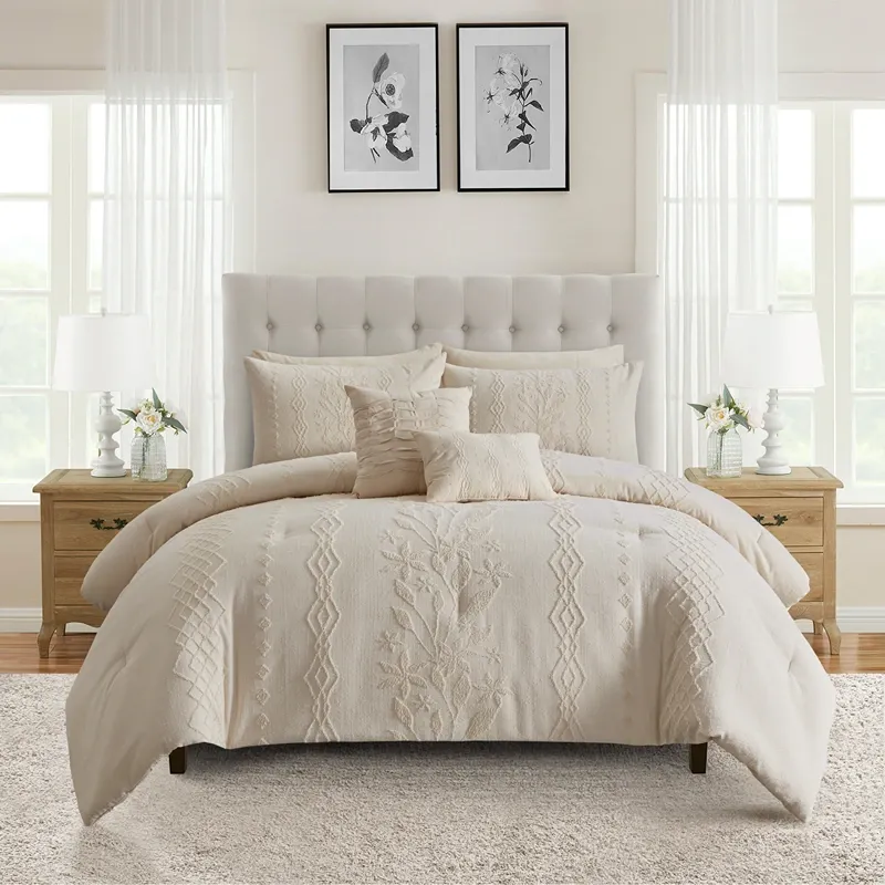 Nova Home Amalthea Tufted Jacquard Comforter Set - Beige (Available in Sizes) product thumbnail 11