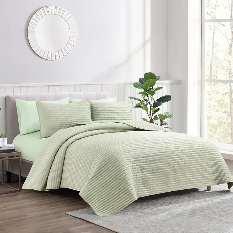 Nova Home Aurelia Pre Washed Summer Bed Spread Set - Green (Available In Sizes) product thumbnail 3