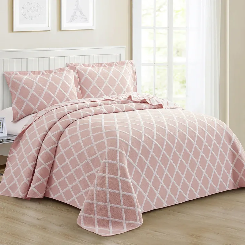 Nova Home Valook Poly Cotton Jaquard Reversible Bed Spread Set - Pink (Available In Sizes) product thumbnail 11