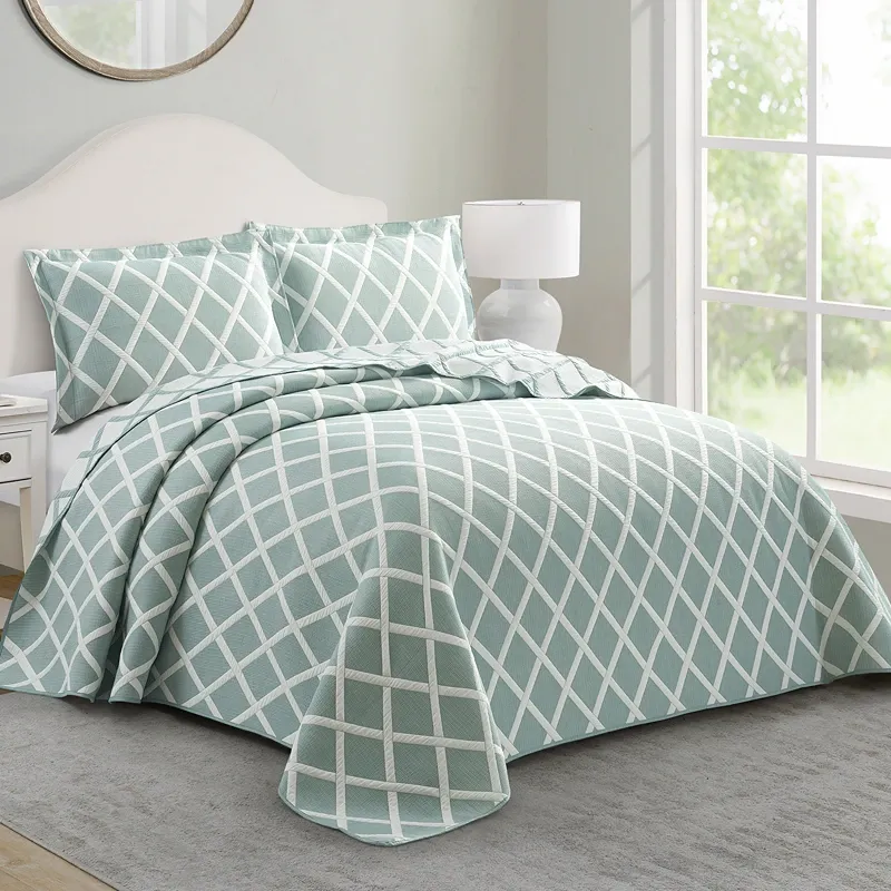 Nova Home Valook Poly Cotton Jaquard Reversible Bed Spread Set - Jade (Available In Sizes) product thumbnail 11