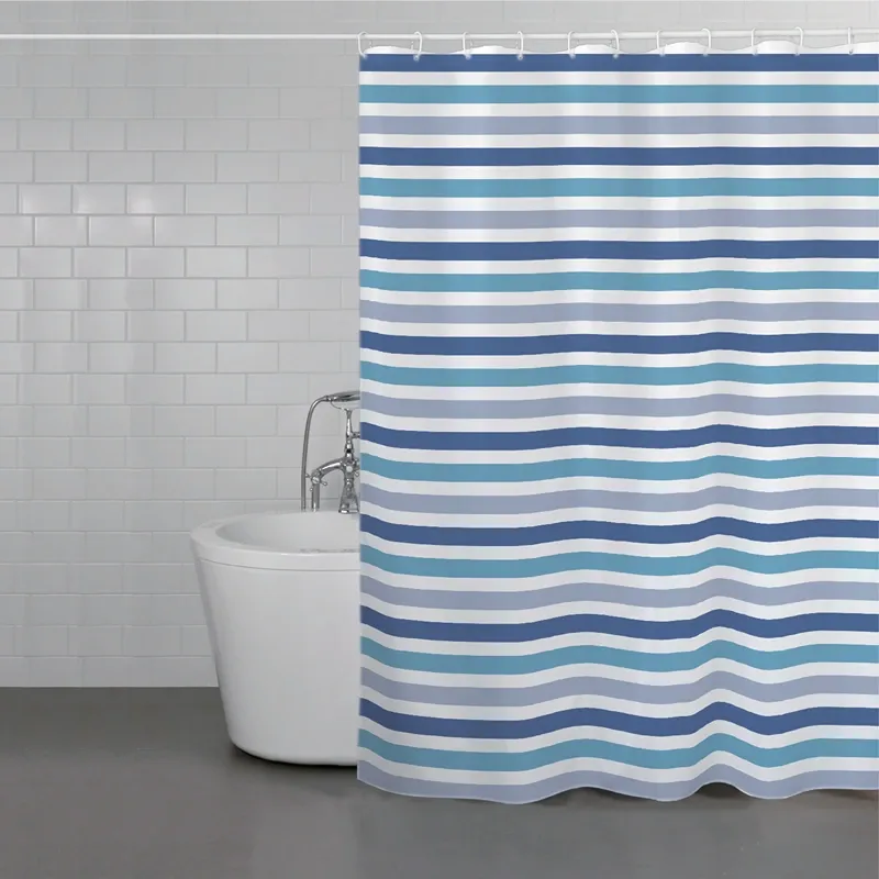 Weva Noble Stripe Water Proof Shower Curtain - Blue (Available In Sizes) product thumbnail 2