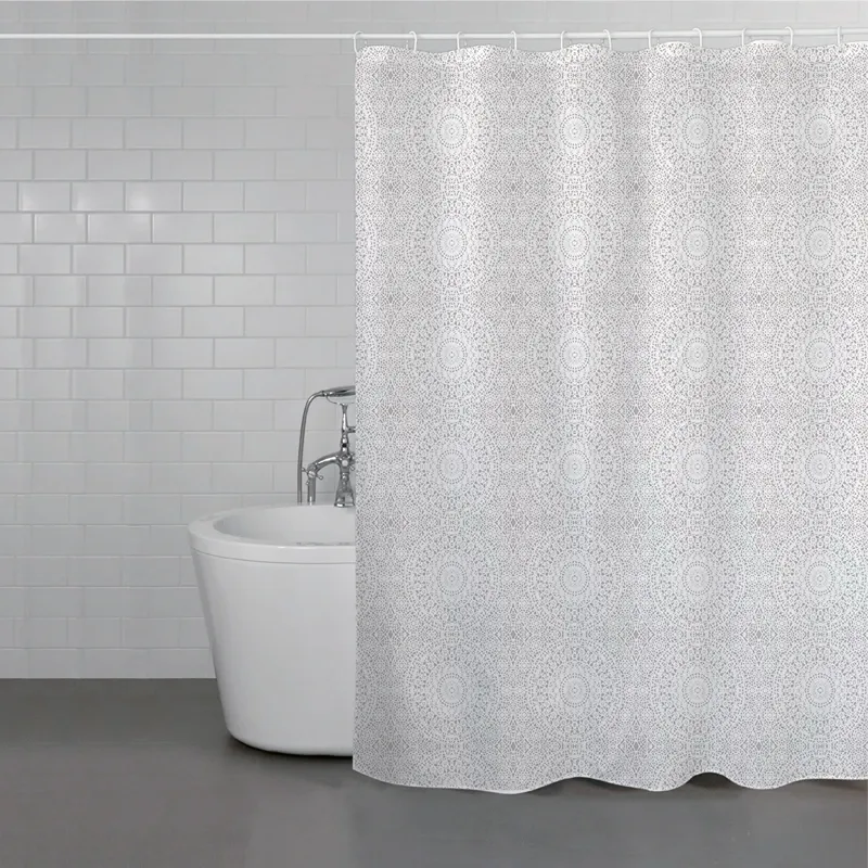 Weva Lace Stamp Water Proof Shower Curtain - Grey (Available In Sizes) product thumbnail 2