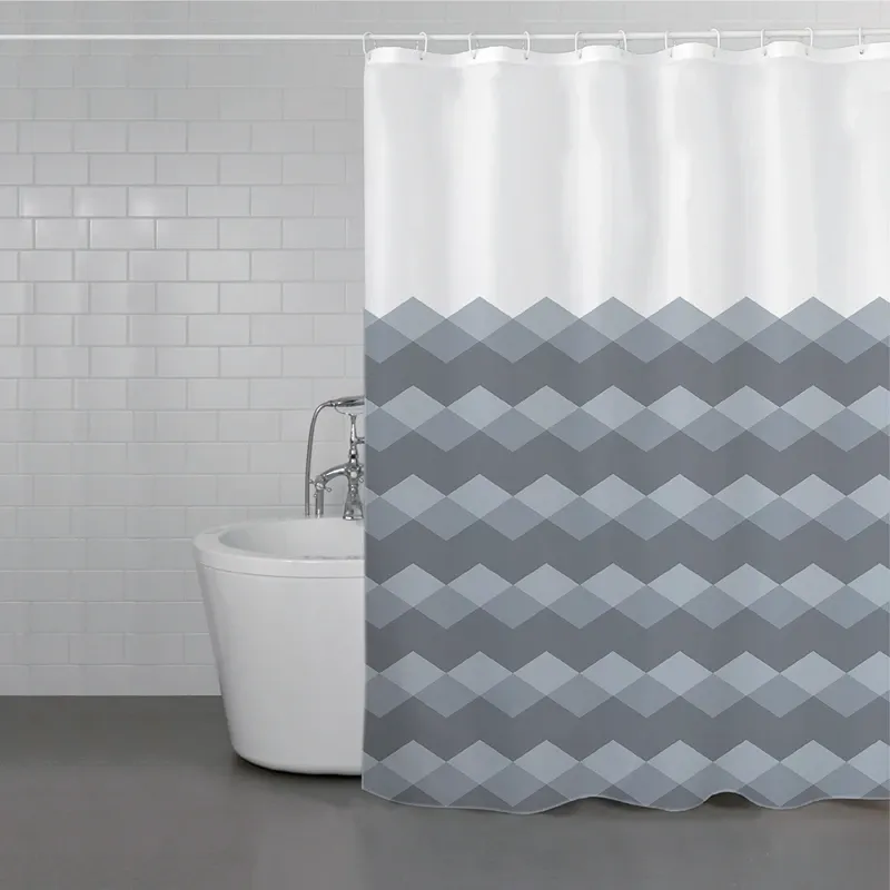Weva Gradual Rhombus Water Proof Shower Curtain - Grey (Available In Sizes) product thumbnail 3