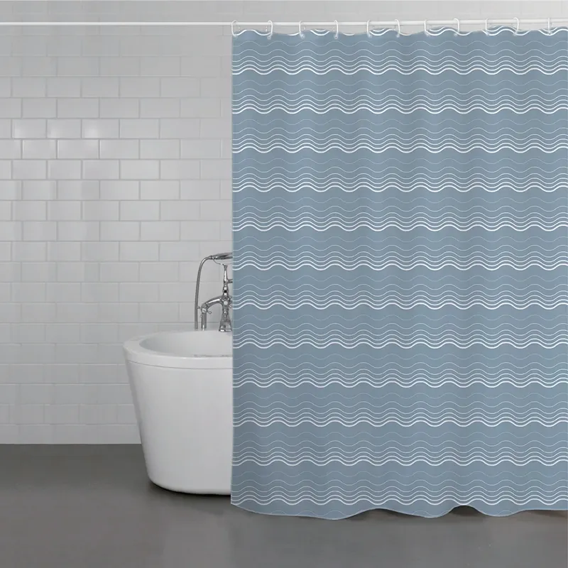 Weva Delicate Waves Water Proof Shower Curtain - Blue Fog (Available In Sizes) product thumbnail 3