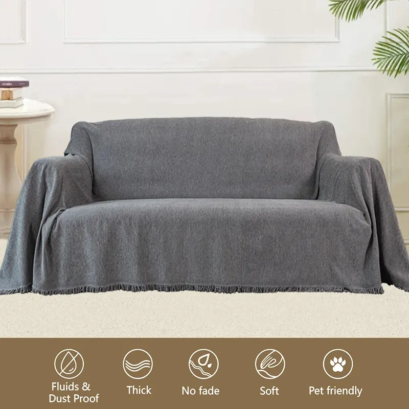 Nova Home Harmonic Chenille Sofa Cover - 2 Seats - Grey product thumbnail 3