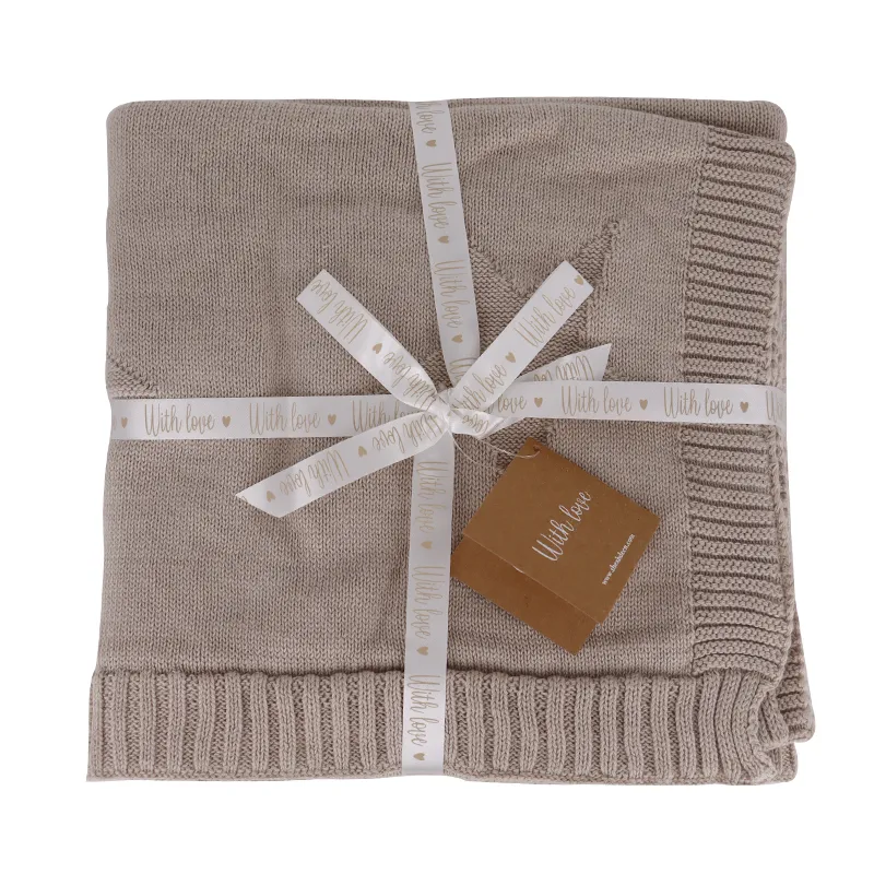 Nova Home "Star" Knitted Baby Blanket - 100% Cotton - Stone product thumbnail 3